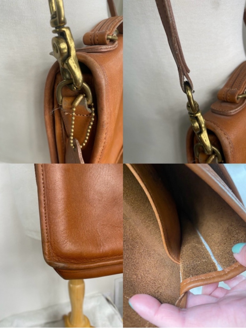 Vintage Coach Cognac Leather Station Bag With Removable Strap Classic Minimalist - Picture 9 of 16